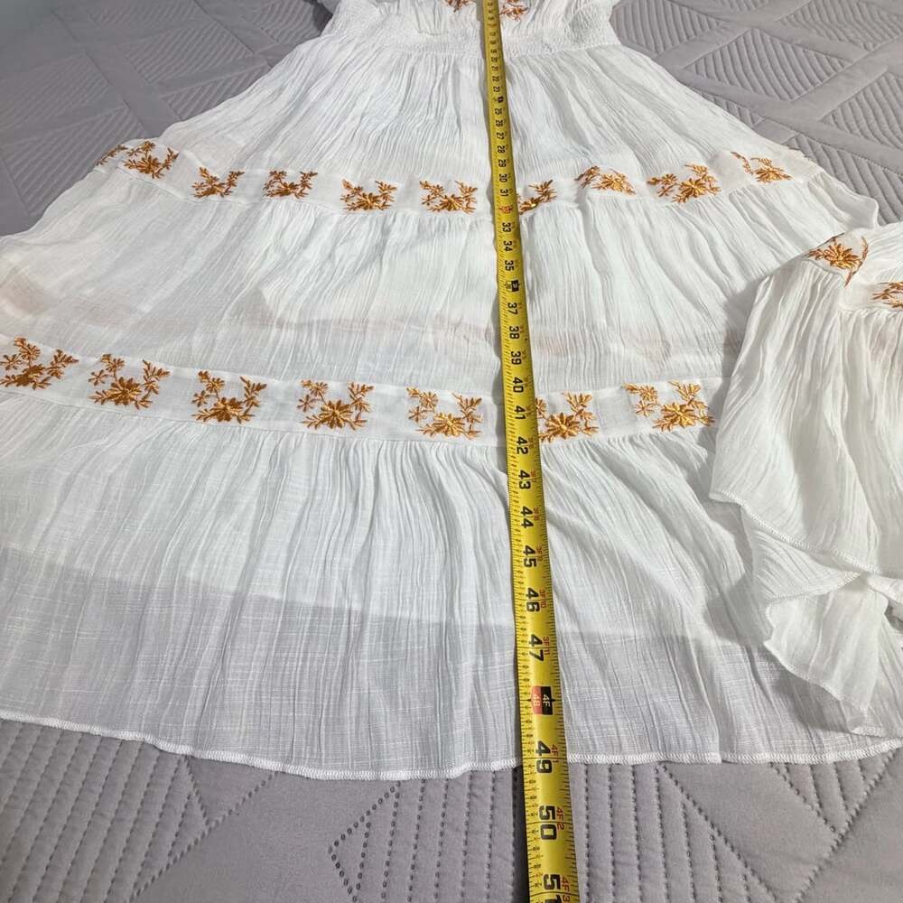 J Gee Embroidered Dress Size 2X White V-Neck Short Sleeve Maxi Boho, Cottagecore - Picture 8 of 8